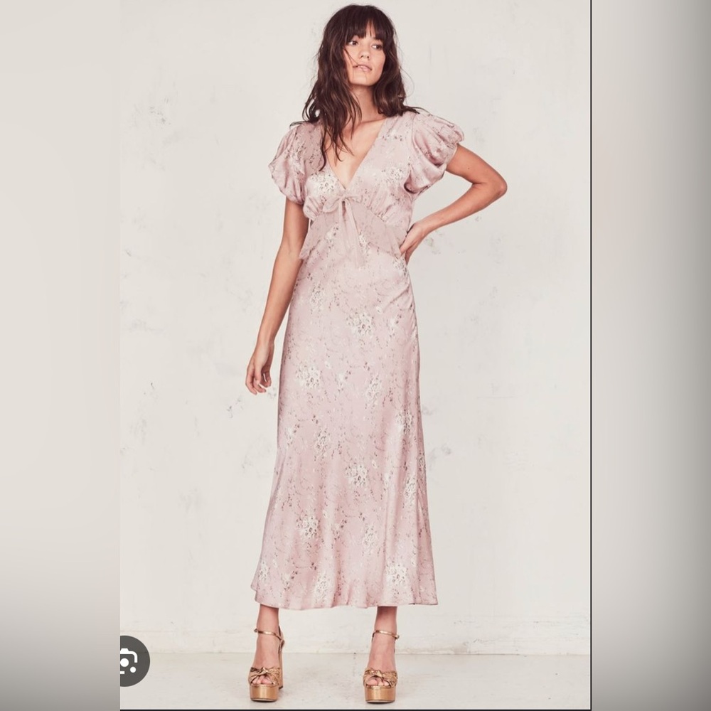 LoveShackFancy Pink Maxi Wrap Sundress
